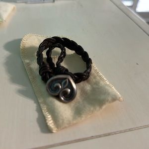 James Avery brown leather heart pendant bracelet